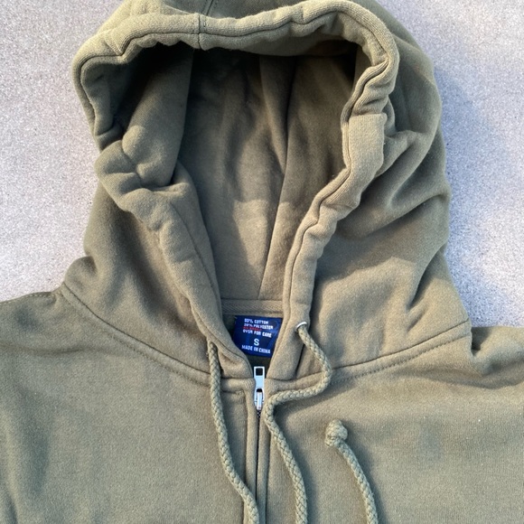 Zipper Hoodie Army Green Sweatshirt - Picture 13 of 14